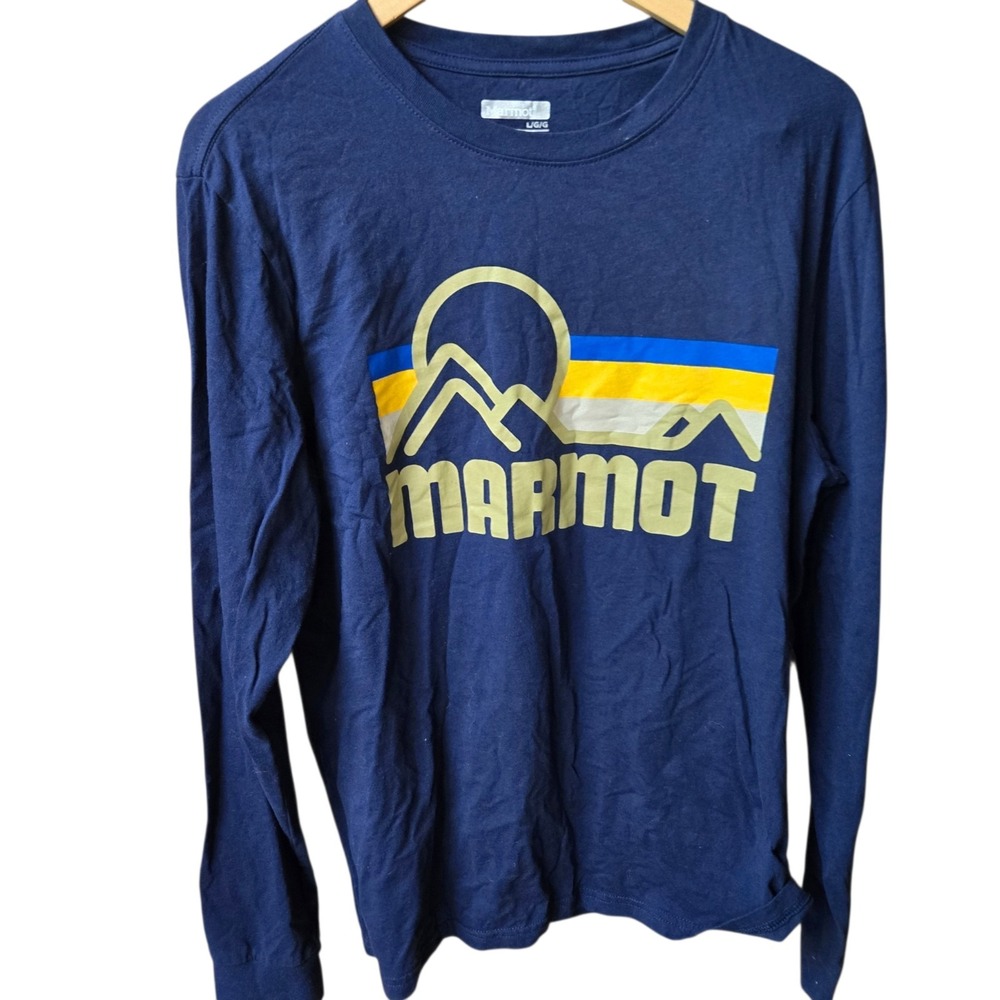 Marmot Shirt Mens Large Blue Long Sleeve Mountain Made USA Hiking‎ Top